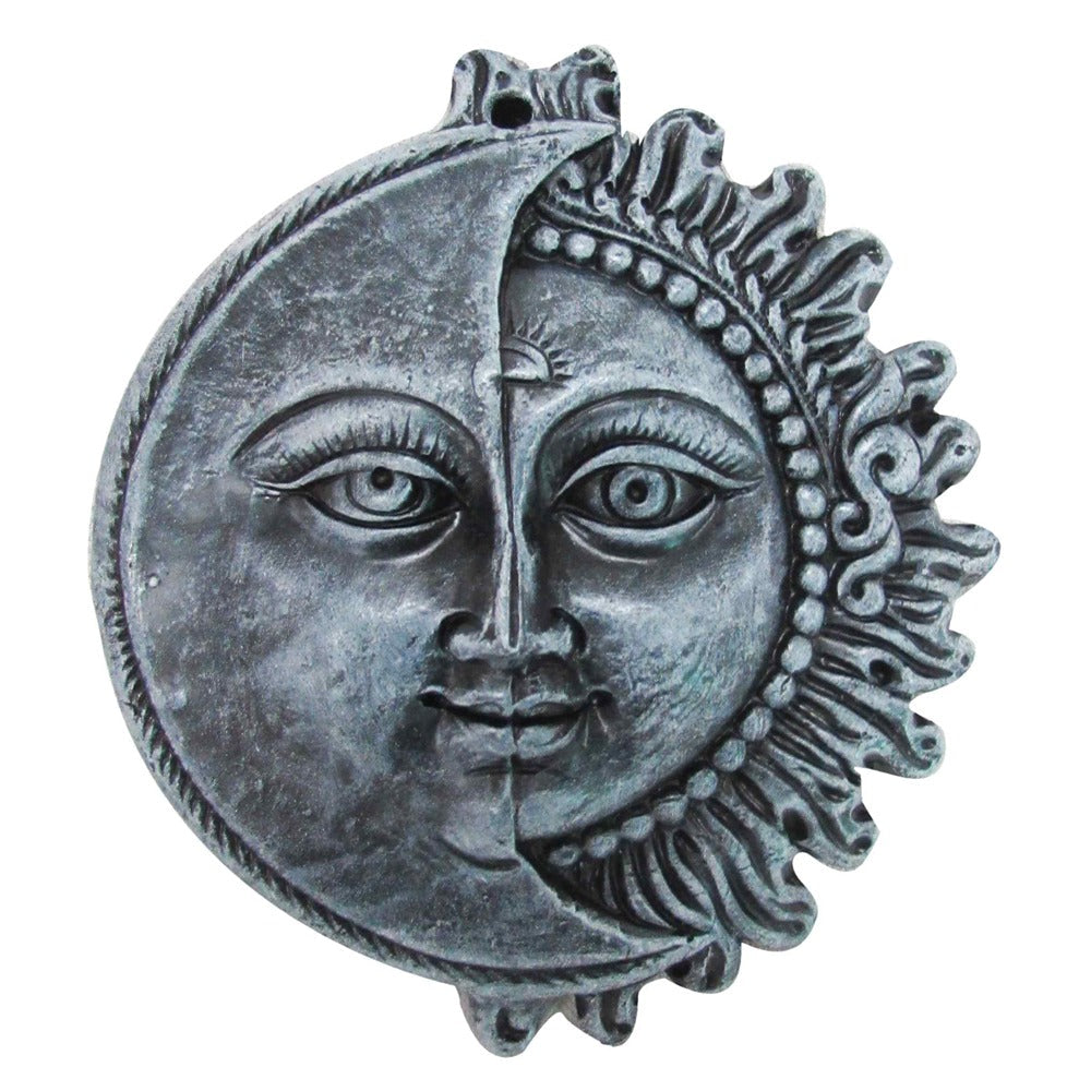 Terracotta Sun & Moon Wall Hanging – Stone Finish Celestial Decor