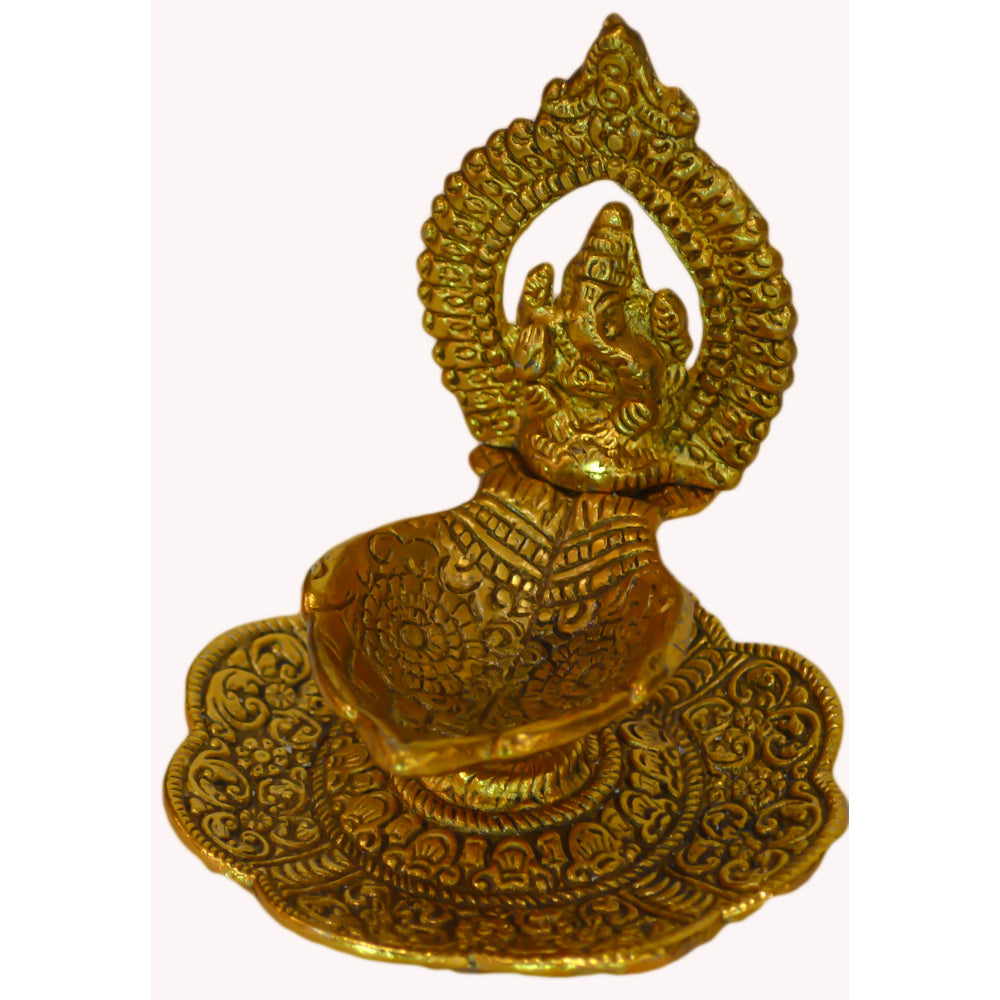 Silvery Ganesha Arch Oil Lamp (Diya)