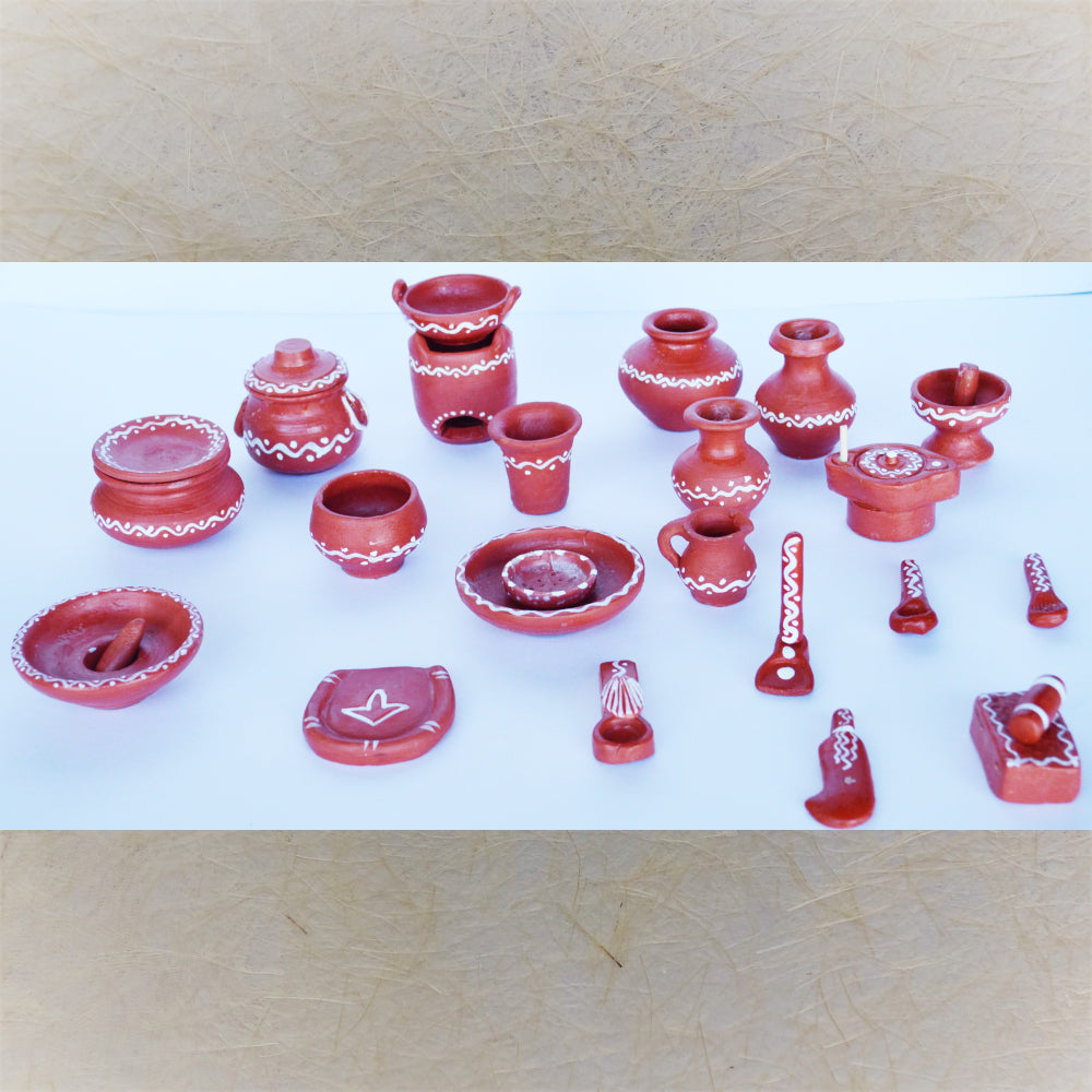 Miniature Terracotta Kitchen Set – Traditional Village Cooking Ware