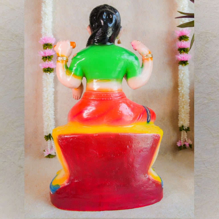 Handcrafted Bala Tripura Sundari (Balambigai) Navaratri Golu Doll seated on a lotus pedestal with vibrant colors and intricate details, perfect for festive decor.