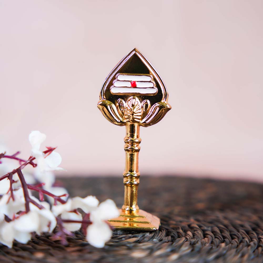 Murugar Vel in a gold finish, a beautifully crafted spiritual decor piece for puja rooms.