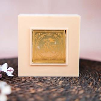 Ram Durbar Paduka in a Decorative Box with a Golden Base and Intricate Artwork of Ram Durbar.