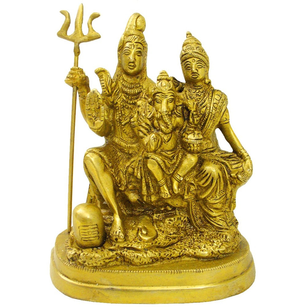 Eternal Miniature Brass Shiva Parivar Idol – Divine Family Statue For Home Altar