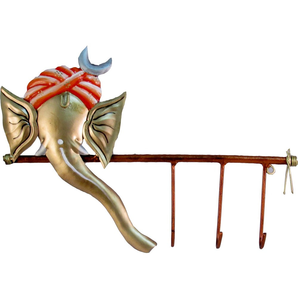 Key Golden Ganesha With Moon Key Hanger