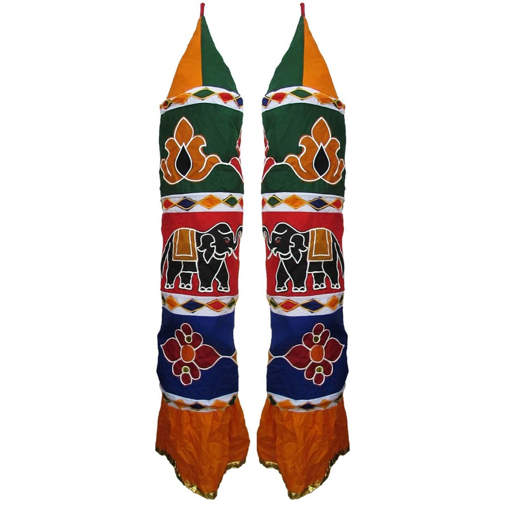 Traditional Fabric Thombai – 5 Ft Temple Hanging With Elephant & Floral Motifs