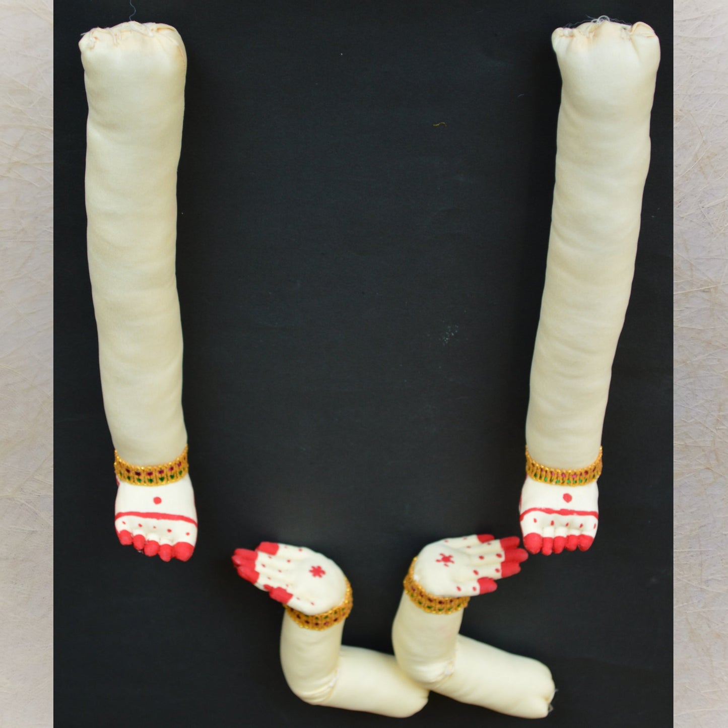Deity Hand and Leg Set for Varalakshmi Amman decoration, featuring detailed design with traditional anklets and mehendi-style patterns.