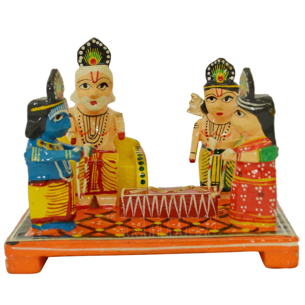 Handcrafted Ramayana Golu Dolls depicting Sita Swayamvar scene with vibrant colors and traditional Indian design, perfect for Navaratri Golu or festive decor.