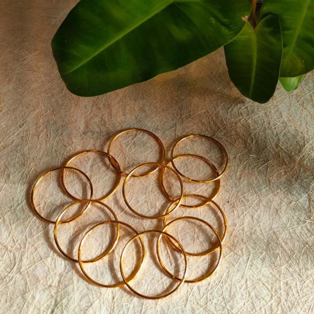 Metal Plain Gold Bangles Dozen Pack 4 To 6 Years(Size 1.12)