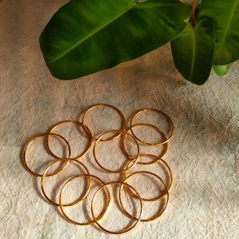 Metal Plain Gold Bangles Dozen Pack 6 To 8 Years ( Size 1.14 )