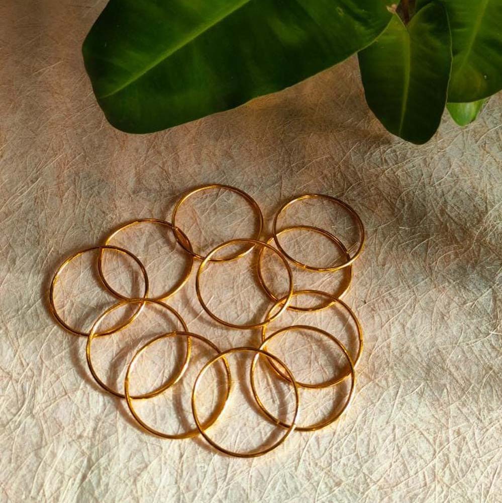 Metal Plain Gold Bangles Dozen Pack 2.8