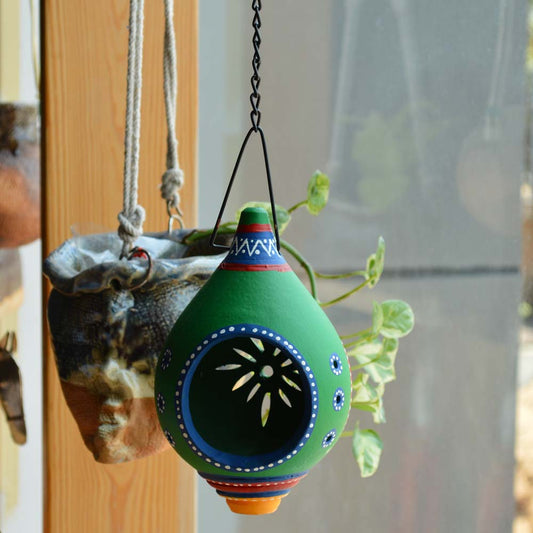 Lustre Hanging Shank Tea Light Holder - Green