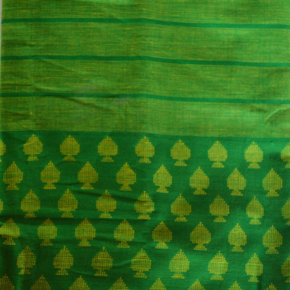 Woven Clover Placement Design Blouse Bit - 1 Mtr- Green