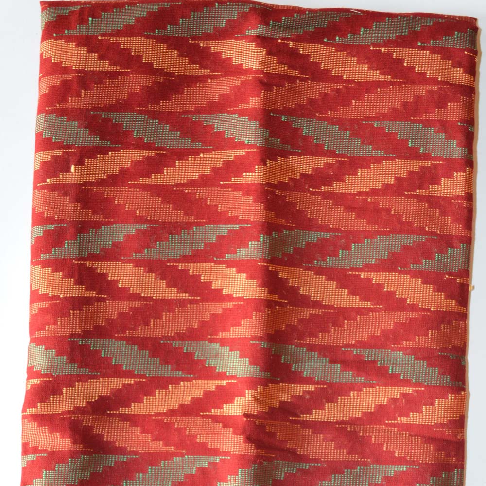 Woven Multi Zig Zag Blouse Bit - 1 Mtr - Maroon