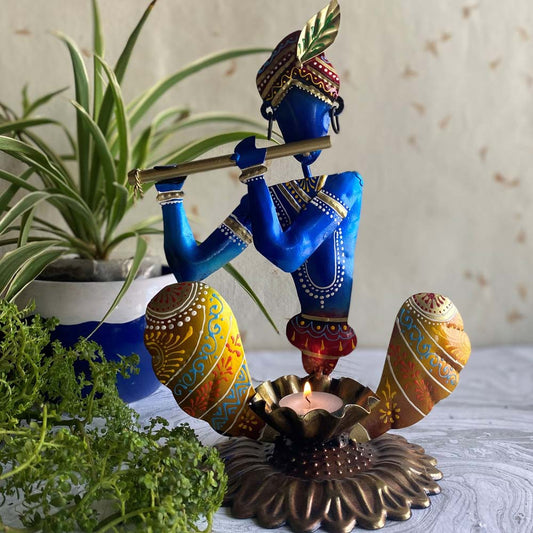 Lustre Krishna Candle Stand Blue