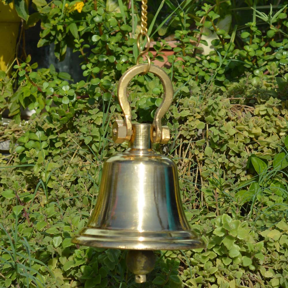 Eternal Temple Bell - Brass Bell with Hanging Chain for Temple or Altar Use
