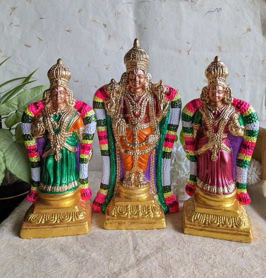 Handcrafted Utsava Perumal Golu Doll Set with Sridevi and Bhoodevi for Navaratri Decor