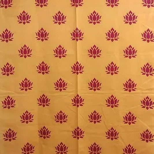 Festivel Backdrop Screen - Maroon Lotus Print On Yellow