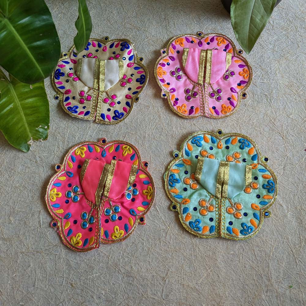 Handcrafted Green Lalji Vastra - 5-inch decorative cover with intricate floral embroidery and mirror work.