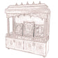 Open Puja Mandap - Four-Door Cabinet