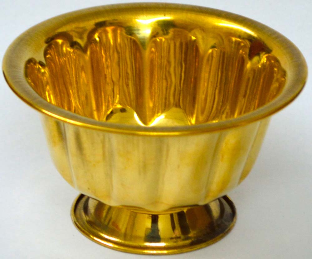 Eternal Chandan Cup in brass with fluted design for holding sandalwood paste during rituals.