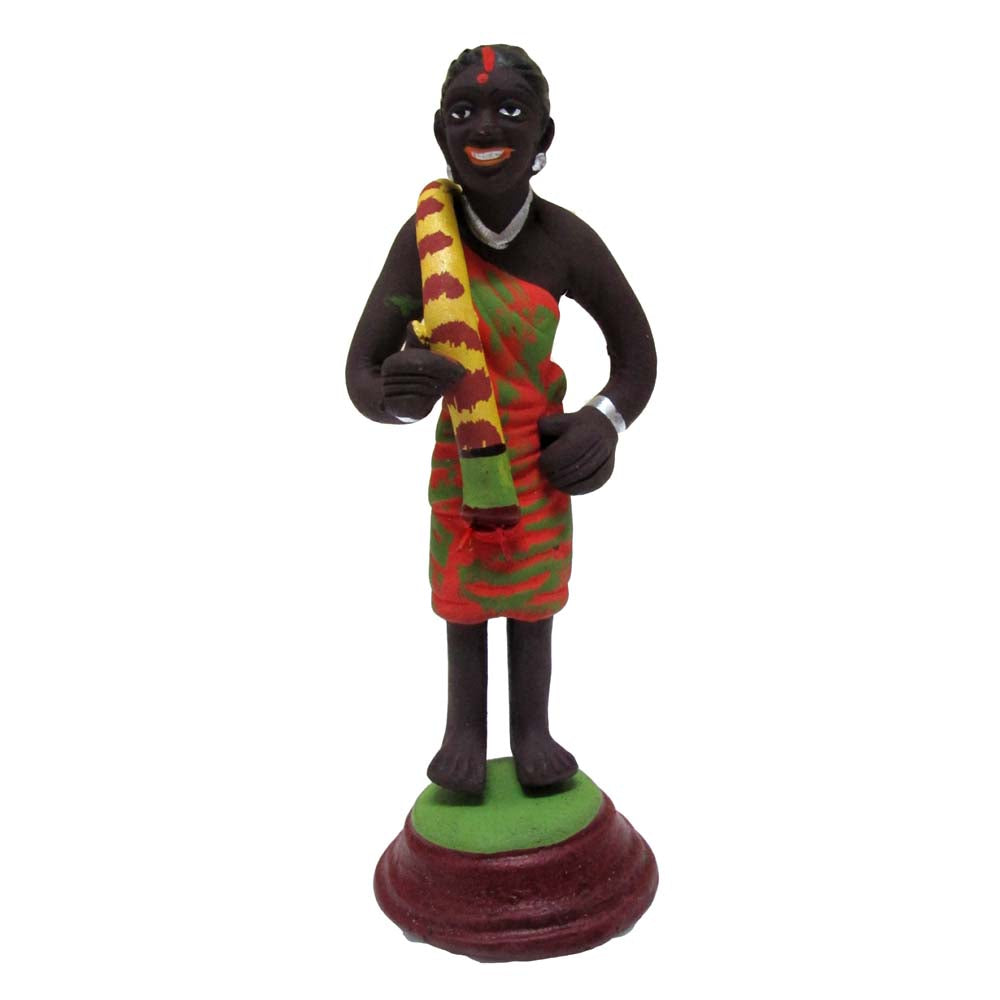 Tribal Miniature Doll - Woman with colorful traditional shawl for Navaratri Golu display.