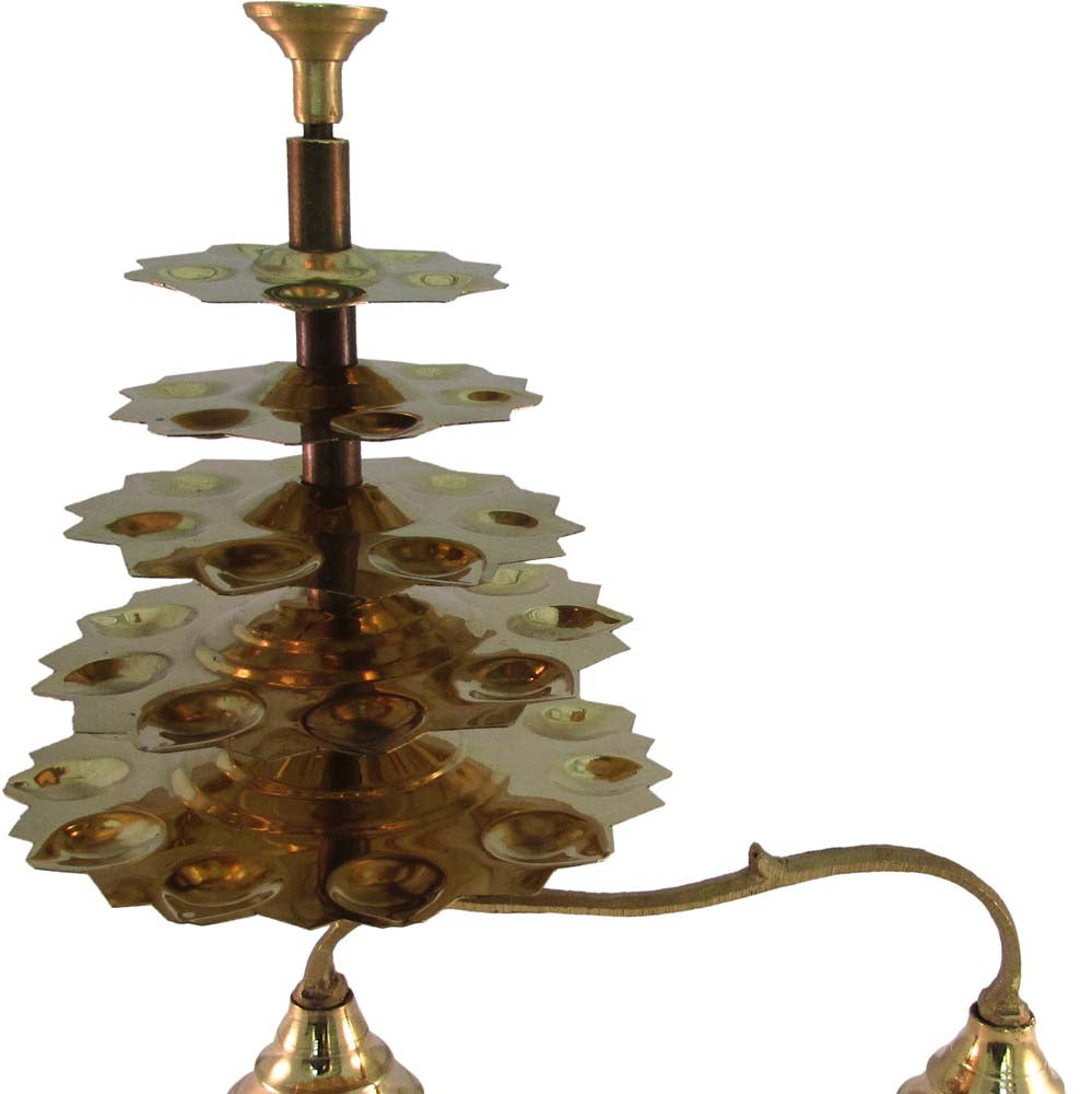 Eternal Adukku Arathi 5-Step – Brass Lamp Stand with 5 Tiers and Hanging Bells for Aarti Rituals