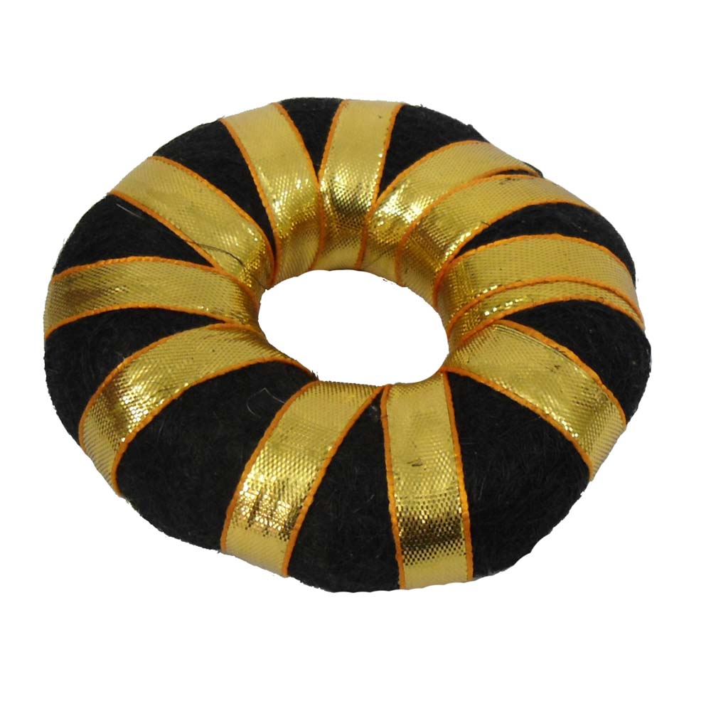 Soft Hair Ring No. 0 with black and gold wrap for Bharatanatyam and traditional bun hairstyles