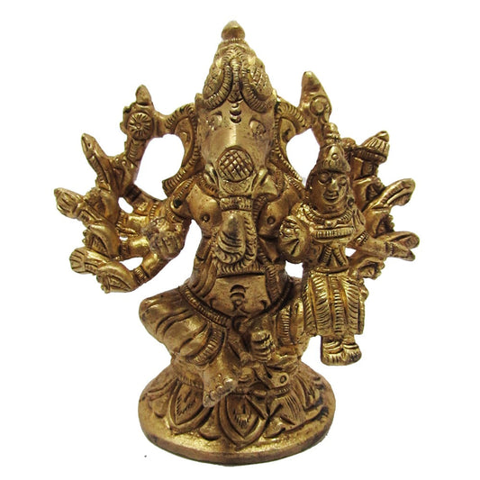 Vallabhav Ganesh Brass Idol – Seated Ganesha With Consorts Riddhi & Siddhi