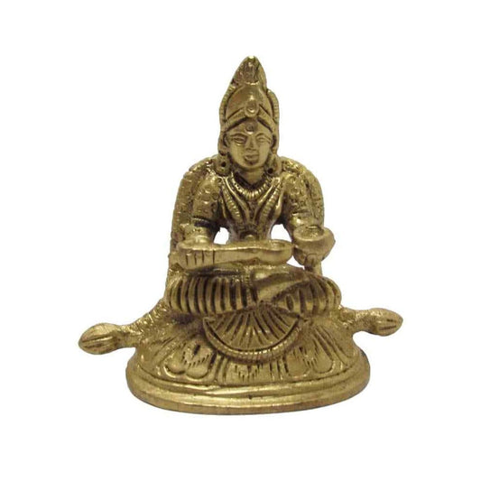 Brass Annapoorni Devi Idol With Maalai – Seated In Blessing Posture