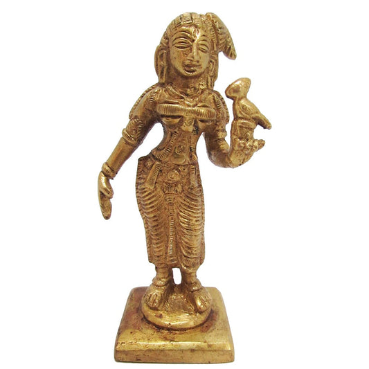 Eternal Antique-Finish Andal Statue – Brass Idol Of The Tamil Vaishnavite Saint