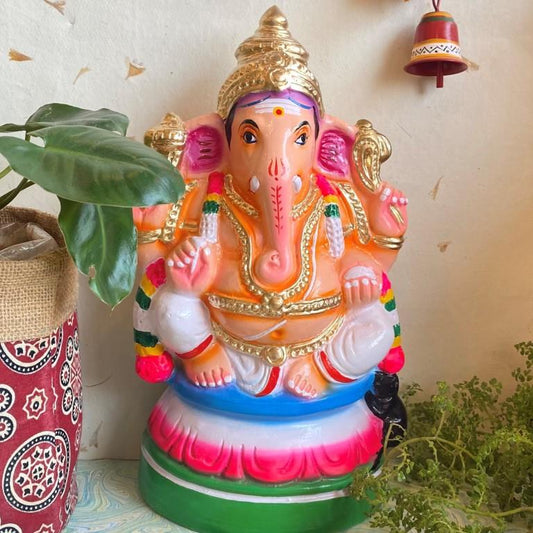 Handcrafted Lord Ganesha Navaratri Golu Doll with vibrant colors, intricate details, and a traditional pose, perfect for festive decor.