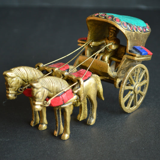 Embellished Horse-Drawn Carriage Showpiece