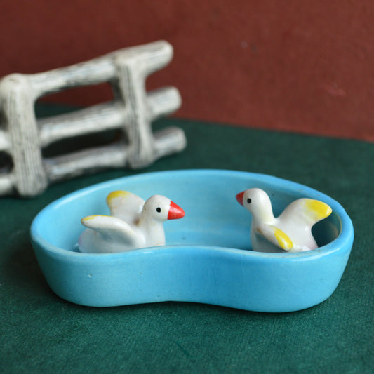 Mini Ceramic Pond With 2 Ducks – Open-Wing Village Scene Set