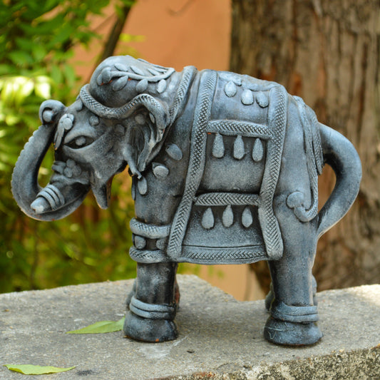 Decorative Earthen Elephant Showpiece - Stone Finish