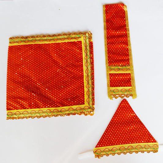 Deity Sai Baba Vasthram / Deity Clothes - Red And Gold Set