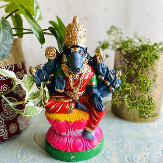 Navaratri Hand-Painted Varahi Amman Clay Idol – Divine Feminine Golu Doll