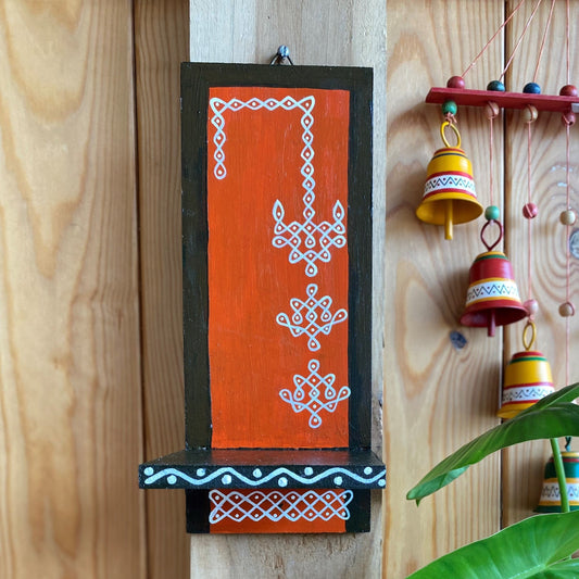 Kolam Stand / Wall-Mounted Planter Shelf - Black & Brown