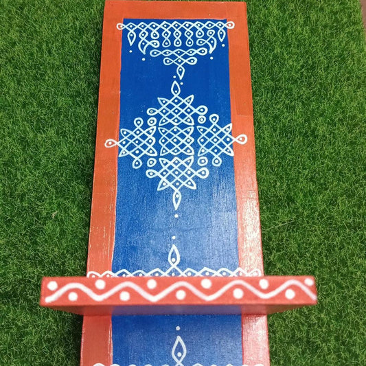 Kolam Stand / Wall-Mounted Planter Shelf - Orange & Blue
