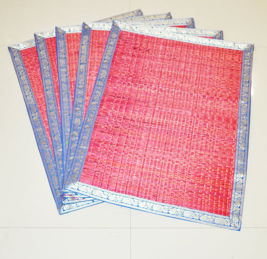 Traditional Red And Blue/Silver Mat Set