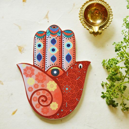 Aikiya Hamsa Hand Wall Hanging – Red Evil Eye Protection Decor