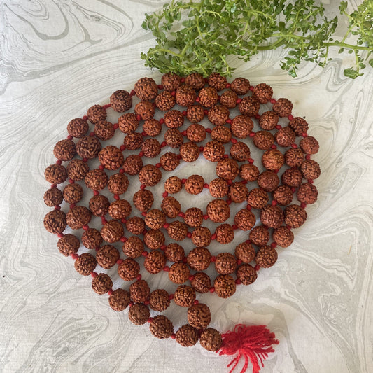 Deity Rudraksha Mala With Red Tassel