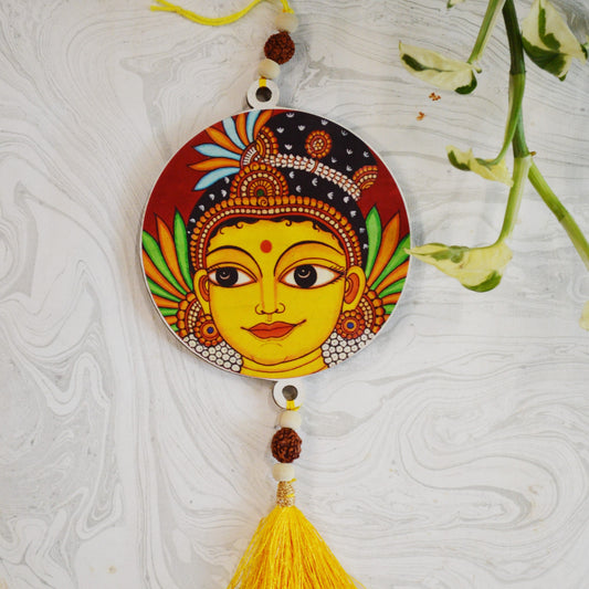 Aikiya Handcrafted Radha Wall Hanging – Folk Art Face With Yellow Tassel