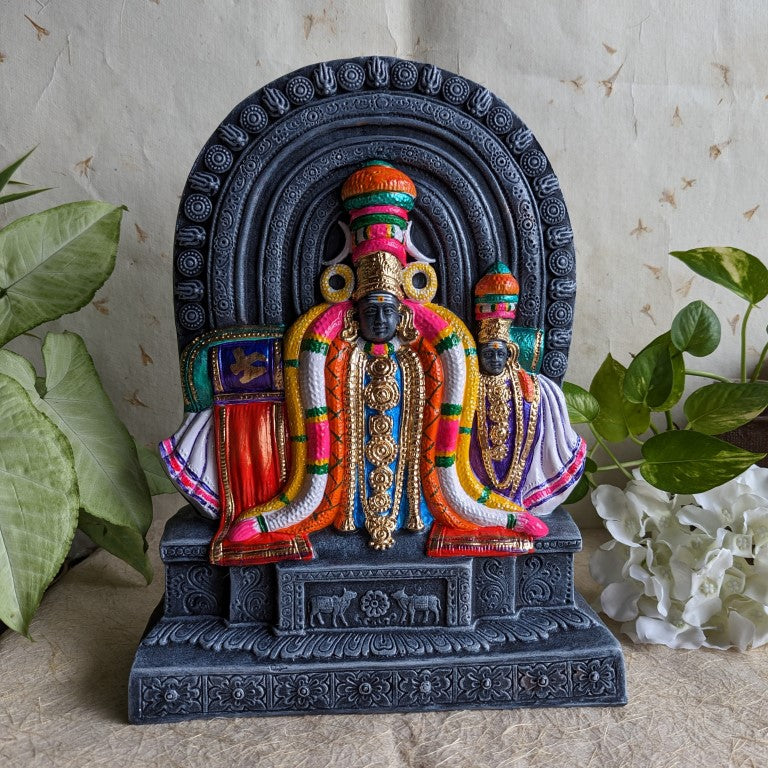 Navarathri Golu doll of Lord Thiyagesan with a stone-like textured finish and vibrant traditional adornments.