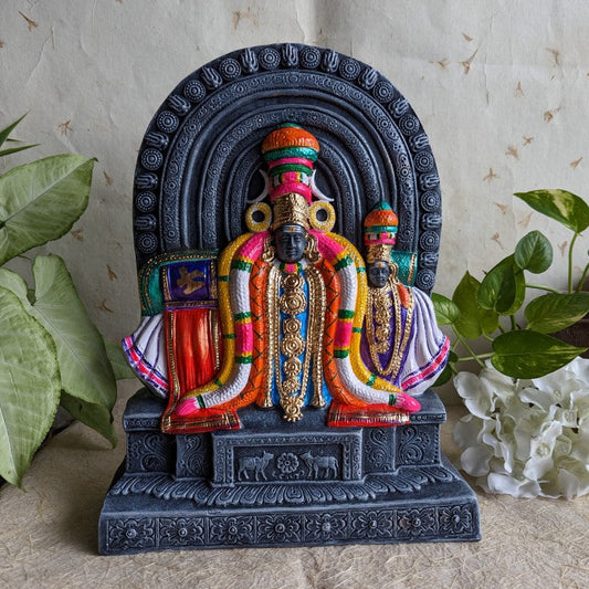 Navarathri Golu doll of Lord Thiyagesan with a stone-like textured finish and vibrant traditional adornments.