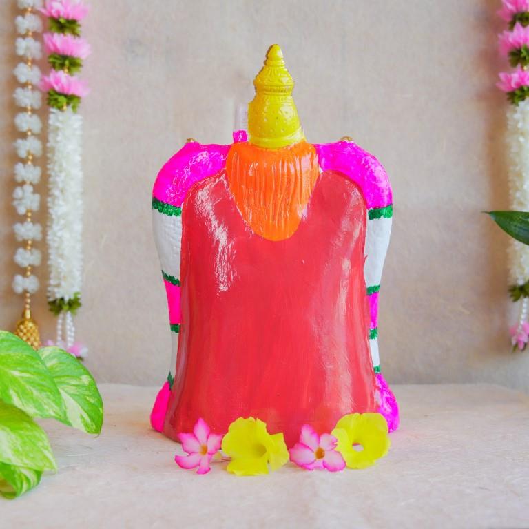 Handcrafted Navarathri Golu doll of Lakshmi Narasimha, featuring vibrant colors and intricate details, ideal for festive decoration.