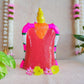 Handcrafted Navarathri Golu doll depicting Lord Hayagriva seated with Goddess Lakshmi, painted in vibrant colors with intricate details.