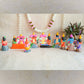 Handcrafted Arupadai Veedu Navaratri Golu Doll Set showcasing Lord Murugan in his six abodes with Valli and Deivayanai, vibrantly colored and intricately detailed.