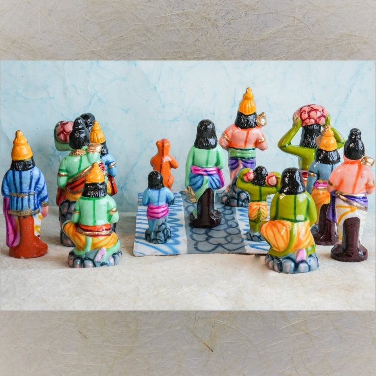 Handcrafted Ramayana Ramar Paalam Navaratri Golu Doll Set featuring Lord Rama and the vanara sena building the bridge to Lanka with vibrant colors and intricate detailing.