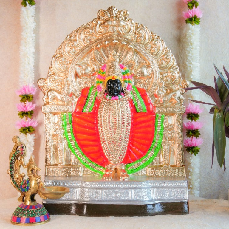 Handcrafted Lakshmi Kolhapur Amman Golu doll with vibrant colors, intricate detailing, and floral decorations.