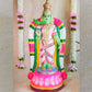 Handcrafted 21-inch Navaratri Golu Doll of Goddess Meenakshi in vibrant colors with traditional attire and a parrot.
